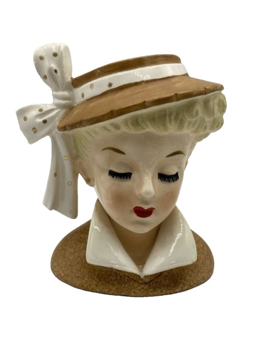 Vintage 1959 Napco Gene Tierney Style Head Vase C3959B Hat Japan MCM